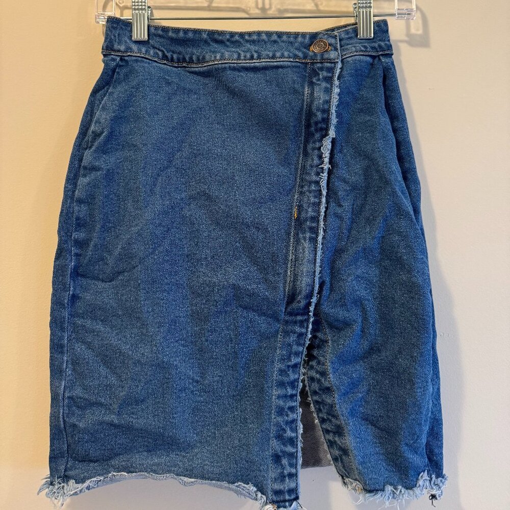 Francesca's Asymmetrical Jean Skirt